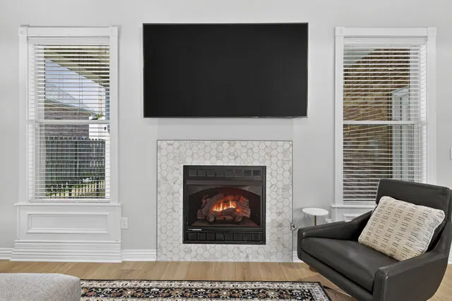 Fireplace with new tile surround