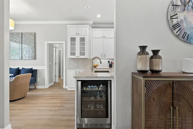 Wet bar and wine fridge
