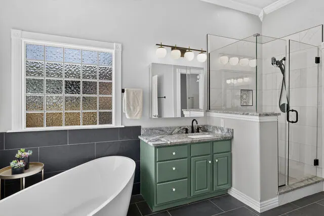 Primary bath — tub and shower