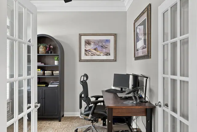 Office behind French doors
